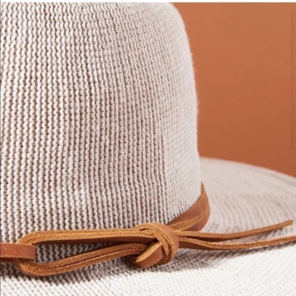 Anthropologie Carolina Trimmed Rancher Hat Nubby Flat Brim Natural NWOT Boho - Picture 3 of 6